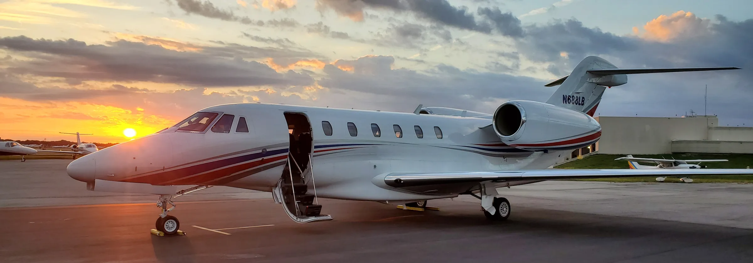 Private jet ready for on-demand charter departure